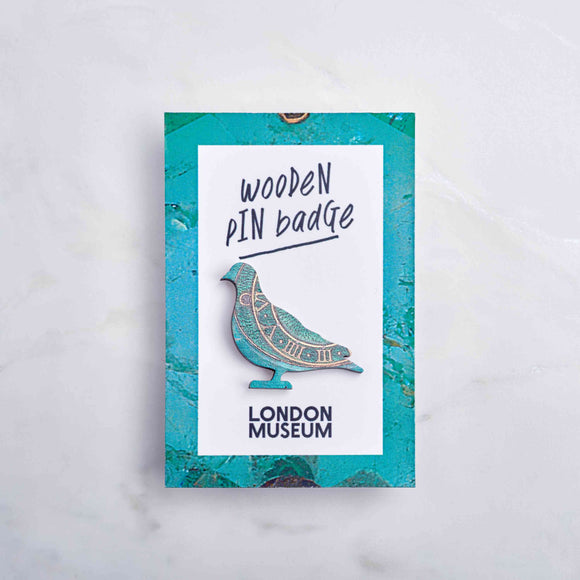 Pigeon maple wood pin Emerald Watch design