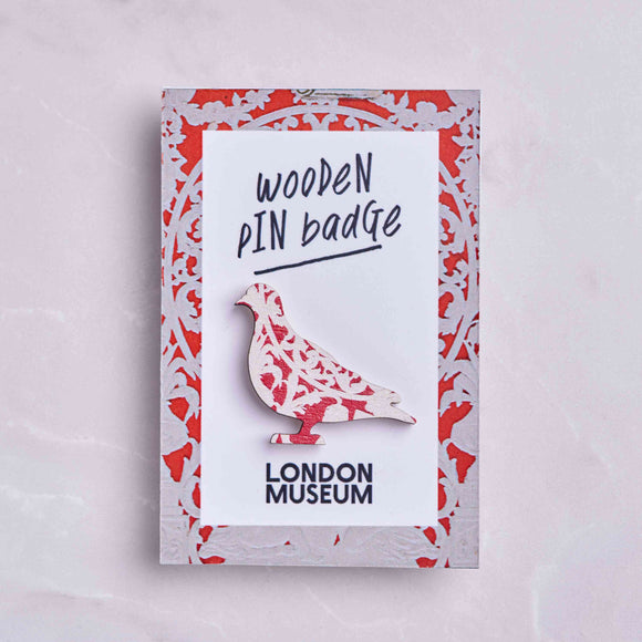Pigeon maple wood pin Valentine Card design