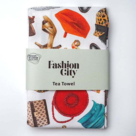 Tea Towel Fashion City Pattern