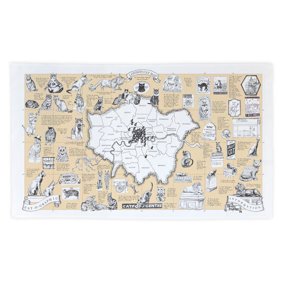 Tea Towel Cats of London Map